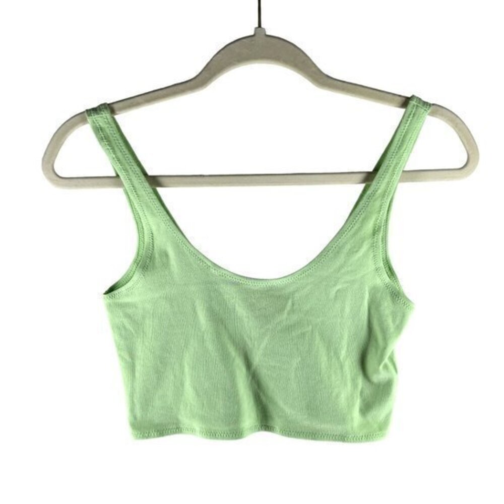 Topshop Womens Green Crop Top Scoop Neck
